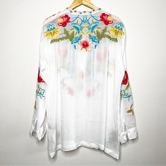 Johnny Was Vagabound Blouse Floral Embroidered Tunic  Blouse Boho - Picture 10 of 13